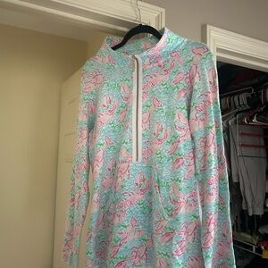 Lilly Pulitzer Colorful Patterned Quarter-Zip Top.